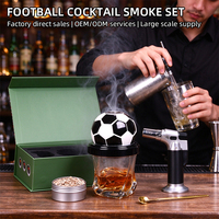 Kit de fumage pour cocktails et whisky en forme de ballon de football, infuseur de fumée froide, copeaux de bois, torche, brosse de nettoyage, portable, pour barman, pour fumer les boissons