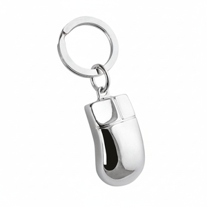 Portachiavi in metallo a forma di mouse argentato per accessori per computer, idea regalo - Product Image 2