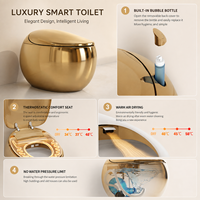 Toilette intelligente de luxe en céramique avec bidet intégré, siège chauffant, chasse d'eau automatique, séchoir à air chaud et bouclier anti-éclaboussures