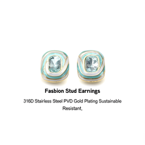 Fashion <b>Stud</b> <b>Earrings</b> 316L Stainless Steel PVD Gold Plating Sustainable Resistant - Product Image 2