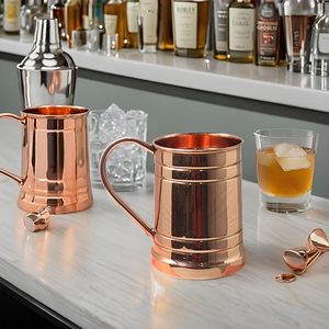 PARIJAT Artisanat 18 oz Moscou Mule Cuivre Tasses avec Poignée en Cuivre Massif Conception Simple Son Hers Cadeau - Product Image 4