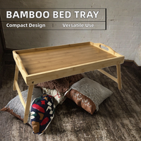 Plateau de lit en bambou sculpté portable, table pliable, plateau à dessin, plateau à collation, plateau à petit-déjeuner avec pieds pliables pour la maison, le bureau et la cuisine