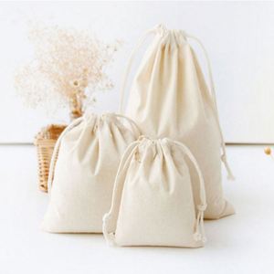 ถุงผ้ารูดเชือกสีธรรมชาติราคาประหยัด ถุงผ้าฝ้ายรูดเชือกราคาถูก - Product Image 2