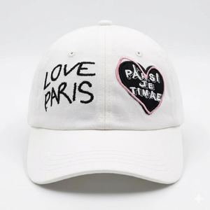 Casquettes 5 panneaux style parisien directement <span class=keywords><strong>de</strong></span> l'usine – Casquettes en coton sportives et formelles personnalisées avec patch brodé Cœur et Amour <span class=keywords><strong>Paris</strong></span> - Product Image 2