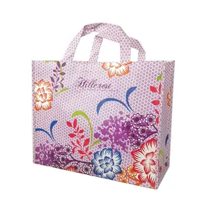 Оптовая продажа, модная ламинированная Эко-Цветочная сумка-тоут для женщин с красивым логотипом на заказ
