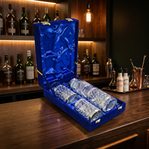 <b>Glass</b> <b>Bottle</b> with 2 GlassesLuxury Handmade <b>Glass</b> Tumbler Gift Set UV Printed Blue Gift Box Personalized <b>Drinking</b> <b>Glasses</b> - Product Image 2