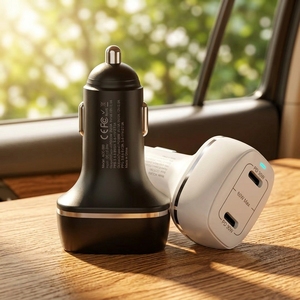 Chargeur de voiture 60W à charge rapide double USB-C, adaptateur de charge rapide Type-C pour iPhone 15 16 17 Pro Max – <span class=keywords><strong>En</strong></span> stock - Product Image 1