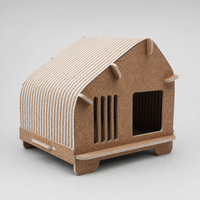 Casa para Gatos de Corcho sin Herramientas, con Techo Inclinado y Parte Superior Corrugada Gris Claro, Casa para Gatos de Ensamblaje Rápido sin Clavos, 430 x 410 x 390 mm