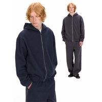 Conjuntos Deportivos Unisex SS265086, Sudadera con Capucha y Cremallera de 380 GSM, Pantalones Deportivos, Corte Holgado, Cremallera Bidireccional, Logotipo Personalizado
