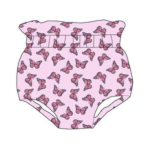 Pantalones Cortos con Volantes y Estampado Floral de Mariposas Rosas para Niñas de 8 Años - Product Image 1