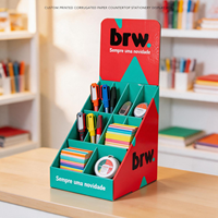 Boîte de présentation de comptoir en carton ondulé personnalisée avec séparateurs, présentoir pour produits en papier pour papeterie, vente au détail et en gros