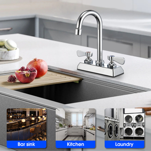 Grifo para Fregadero de Barra para Cocina, Grifo Comercial de 4 Pulgadas para Montaje en Cubierta Central para Lavandería, Baño, Grifo para Fregadero de Preparación - Product Image 6