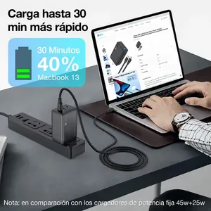 Caricatore da Muro Portatile PD 65W (GAR322) a Ricarica Rapida con 3 Porte Type-C, Tempo di Ricarica 1 Ora, Ingresso 110V/220V, Protezione da Sovraccarico - Product Image 2