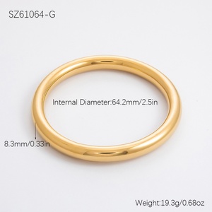 Simple Stainless Steel <b>Plain</b> <b>Ring</b> 18K Gold Plated Glossy Light Luxury Bracelet Jewelry Fashionable Bangles - Product Image 6