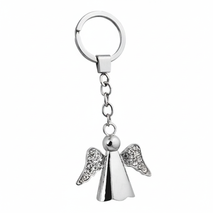 Angel <b>Key</b> <b>Ring</b> with Strass Crystal and Metal Carabiner Lightweight PVC Plastic and Iron Keychain for <b>Cars</b> - Product Image 2