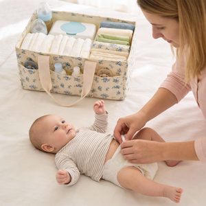 Organisateur de couches pour bébé à motif floral avec séparateurs amovibles, sac de rangement multi-poches pour couches - Product Image 4