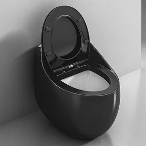 Inodoro Negro Modern Egg Shape Bathroom Black Toilet Bowl Sanitary Ware Wc Ceramic 1 Piece Toilet