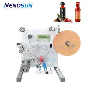 Nenosun Tabletop Small Semi-automatic Oval Round Bottle Labeling Machine Chili Sauce Mayonnaise Bottle Labeling