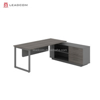 LEADCOM Poste de travail exécutif moderne avec armoire latérale de rangement, bureau d'ordinateur modulaire en bois écologique pour bureau commercial
