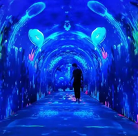 360 °   Túnel de Proyección Inmersiva, Acuario Virtual, Mundo Submarino, Sistema de Proyección 3D Interactivo para Museos y Parques Temáticos