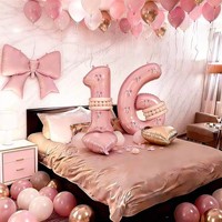 Decorazioni per il 16° Compleanno da Ragazza, Palloncini in Lattice Rosa Sabbia, Fiocco e Palloncino a Cuore in Foil per Festa Boho di 16 Anni