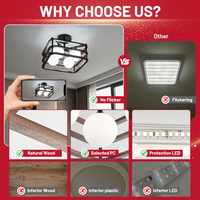 Lustre carré à 4 lumières de style cage personnalisé, à montage en surface, dimmable, compatible Tuya App et Matter, pour chambre à coucher, éclairage LED suspendu intérieur