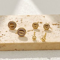 Boucles d'oreilles compactes rondes en trois parties - Accessoires élégants et haut de gamme