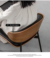 Chaise de salle à manger moderne de style nordique, luxe léger, coussin en cuir, dossier incurvé, pieds en métal, pour la maison, le restaurant, le bistrot