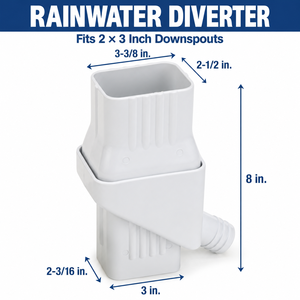 Kit de desviación para recolección de agua de lluvia para bajantes de 2 x 3 pulgadas, conector blanco para barril de lluvia con manguera - Product Image 2