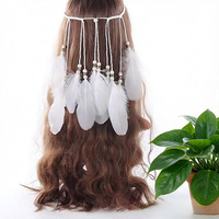 Serre-tête unisexe bohème à plumes et pompons, idéal pour Halloween, spectacles, mariages ethniques indiens