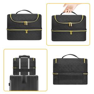 Cosmetic Organizer Bag Large Capacity PU Material Diamond Pattern Zipper Closure Soft Handle For Nail Polish And Tools - Product Image 2