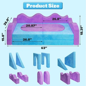 Sofá Seccional Convertible de Espuma de 12 Piezas para Jugar, Bloques de Construcción para Niños y Niñas, Muebles para Sala de Juegos Interior - Product Image 2