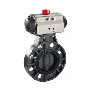 Light Weight Easy Operation Fast Pneumatic Upvc Valve Butterfly 2"~12" Flanged End Butterfly Valve Dn200mm