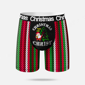 Caleçon personnalisé pour homme à jambes longues Pochette amusante sans mouche Caleçon boxer en polyester à séchage rapide pour homme adulte Sous-vêtement de Noël pour homme - Product Image 4