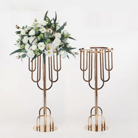 Support de fleurs rond en métal doré de 90 cm de haut, de qualité supérieure, pour centres de table et décorations de mariage et de fête (vente en gros)