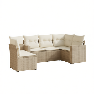 Ensemble de canapés de jardin modulaires compacts en rotin beige, meubles d'extérieur élégants - Product Image 1