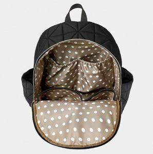 Sac à dos à langer matelassé noir personnalisé en nylon, multi-poches, imperméable, avec matelas à langer intégré, sangles de poussette élégantes pour maman - Product Image 2