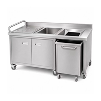 Chariot de récupération des déchets en acier inoxydable, chariot à déchets alimentaires, séparateur d'eau et d'huile, évier avec poubelle extractible pour cuisine commerciale, sur mesure