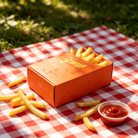 Supports en papier pour frites APP Takeout, boîtes d'emballage jetables avec logo orange pour les fournitures des restaurants de restauration rapide