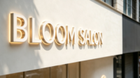 Lettres en relief personnalisées rétroéclairées par LED, logo en acier inoxydable 3D rétroéclairé, signalétique extérieure pour devanture de magasin, salon de beauté