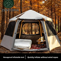 Tenda Keluarga Mewah Zentopia Anti Air Bahan Oxford Tiup Otomatis untuk 4-6 Orang, Cocok untuk Berkemah, Glamping, Resor, Luar Ruangan, Siap Pakai untuk Empat Musim