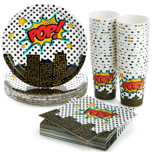 Juego de Vajilla de Papel con Temática Pop DAMAI, Juego de Platos de Papel Desechables Personalizados para Fiestas, Juego de Platos y Vasos de Colores para Fiestas - Product Image 2