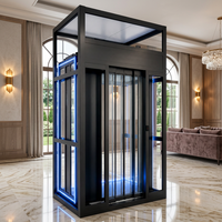Pièces d'ascenseur haut de gamme, porte de palier d'ascenseur pour villa, cadre en aluminium, panneau en verre, rail à rouleaux silencieux, sur mesure