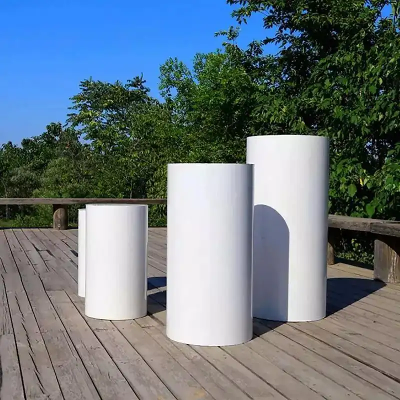 Soporte de exhibición de calidad perfecta, cilindro acrílico de boda blanco para fiesta de actividades