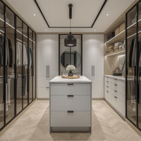 Armoire de style européen, moderne, simple, économique, en bois, pour chambre à coucher, à assembler, avec 2 portes et commode