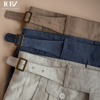 Pantalon de costume court en lin de nouveau style d'été pour hommes pantalon décontracté à taille haute style formel mince