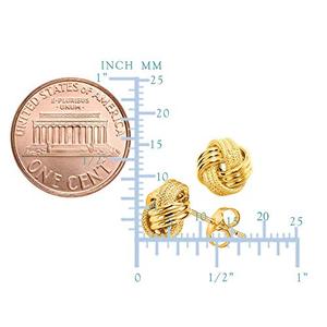 925 स्टर्लिंग चांदी 14k 18k गोल्ड चमकदार बनावट ट्रिपल पंक्ति प्यार गाँठ स्टड कान की बाली - Product Image 2