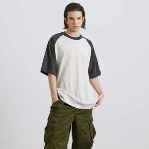 Hot New Arrival Unisex 100% Cotton Women T-<b>Shirt</b> Color Block <b>Patchwork</b> Plain Blank Oversize Men T <b>Shirt</b> - Product Image 4