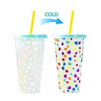 Gobelet à paille en plastique monocouche 24OZ, résistant à la chaleur, thermosensible et à changement de couleur, design moderne et simple, pour Halloween 2026