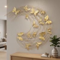 Décoration murale en gros pour la maison, 73.03*3.18*63.5CM, Décoration murale en métal doré brillant pour salon